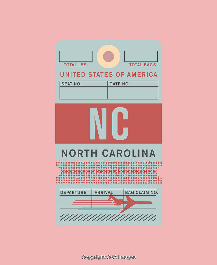 Retro Travel Tag for North Carolina in Artistic Minimalist Style
