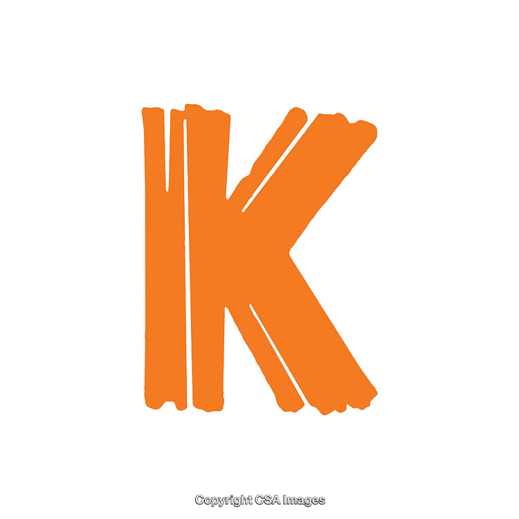 Bold Orange Letter K with Unique Brushstroke Design
