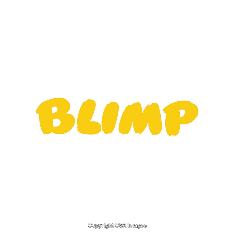 Bold Yellow Text Design Featuring the Word Blimp on White Background