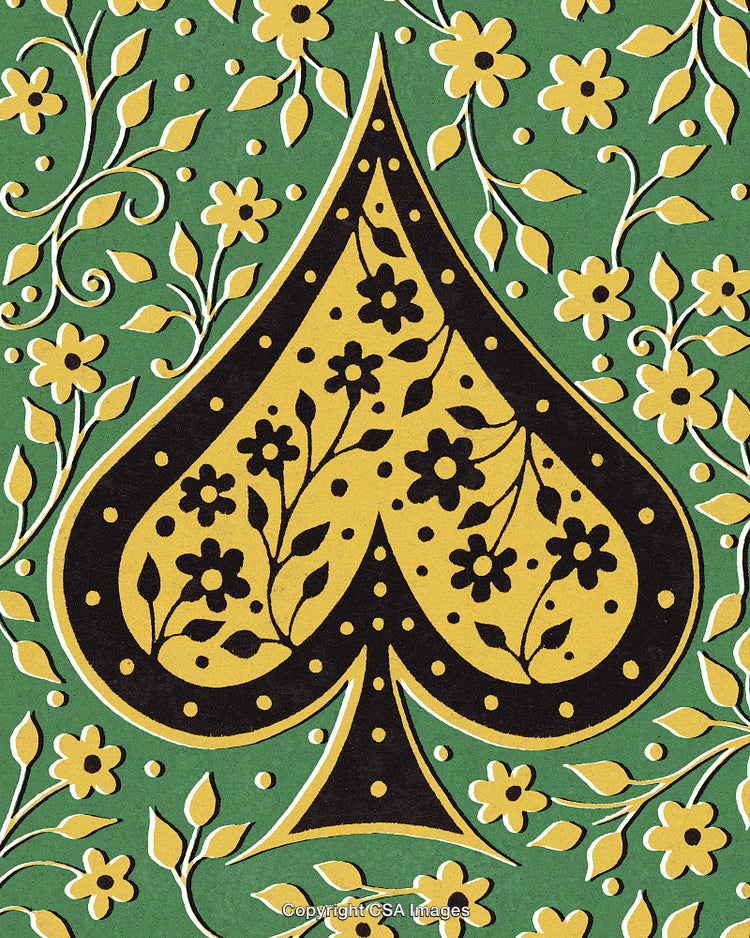 Elegant Floral Spade Design With Green And Yellow Accents