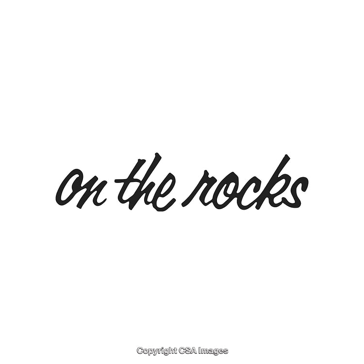 Stylish Typography Design Featuring 'On the Rocks' in Elegant Script