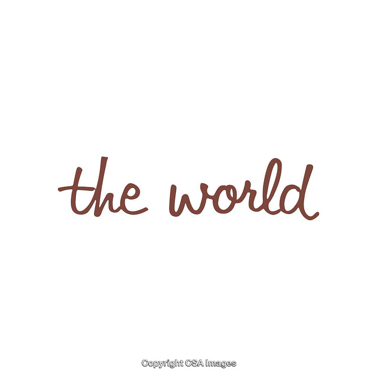 Minimalist Handwritten Script Highlighting 'The World' in Brown Font