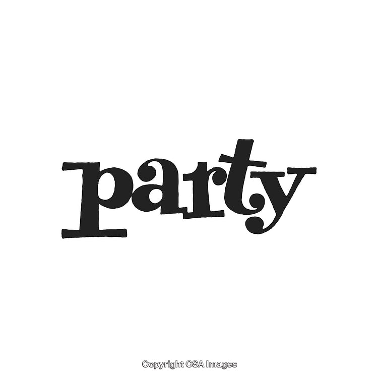 Stylized 'Party' Text Design with Playful Black Typography on White Background