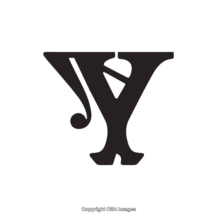 Elegant Black Monogram Y Design with Stylish Serif Swirl Elements