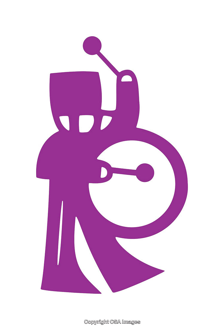 Vibrant Icon of a Drummer Character in Purple Design