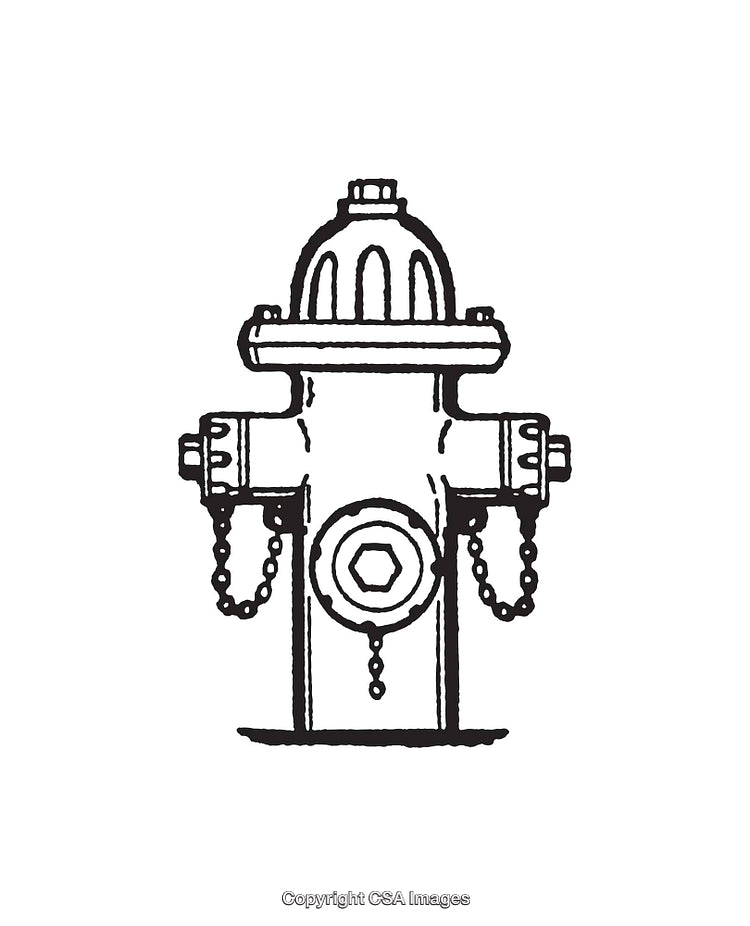 Detailed Line Art Illustration of a Fire Hydrant in Black and White