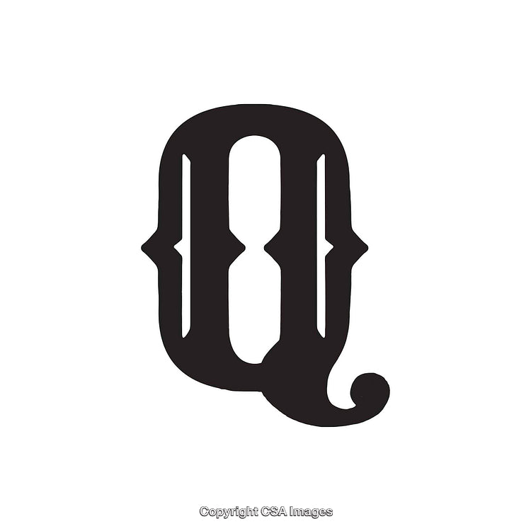 Stylized Decorative Letter Q in Bold Typography Design