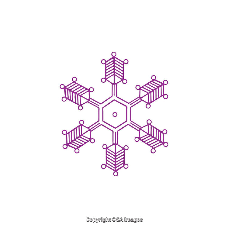 Purple Abstract Snowflake Symbol Isolated on White Background