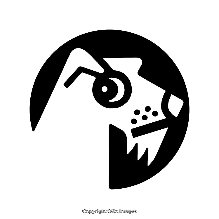 Monochrome Geometric Line Art Dog Illustration with Circular Composition
