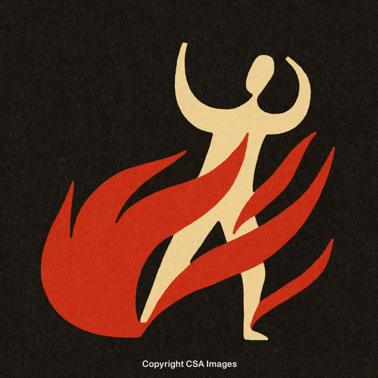Abstract Figure with Flames Representing Energy, Strength, and Passion