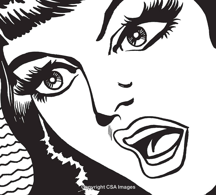 Vintage Pop Art Close-Up of a Surprised Woman Illustration