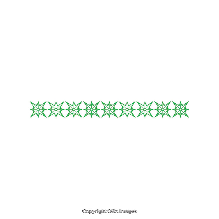 Decorative Green Star Pattern Border on White Background
