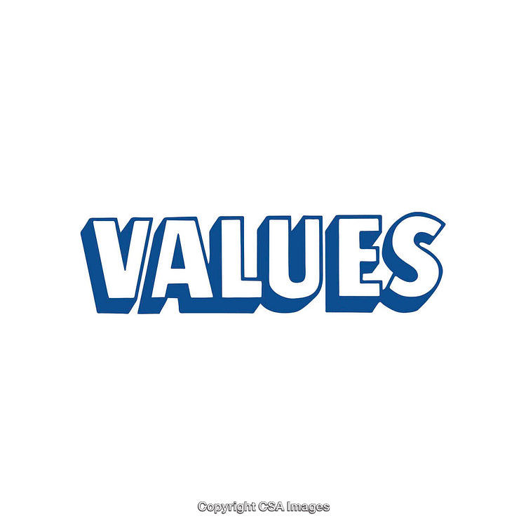 Blue Bold Typography Featuring the Word 'Values' on White Background