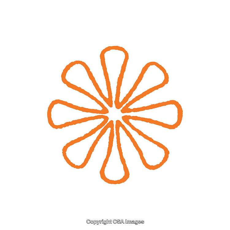 Abstract Orange Flower Shape With Artistic Hand-Drawn Design