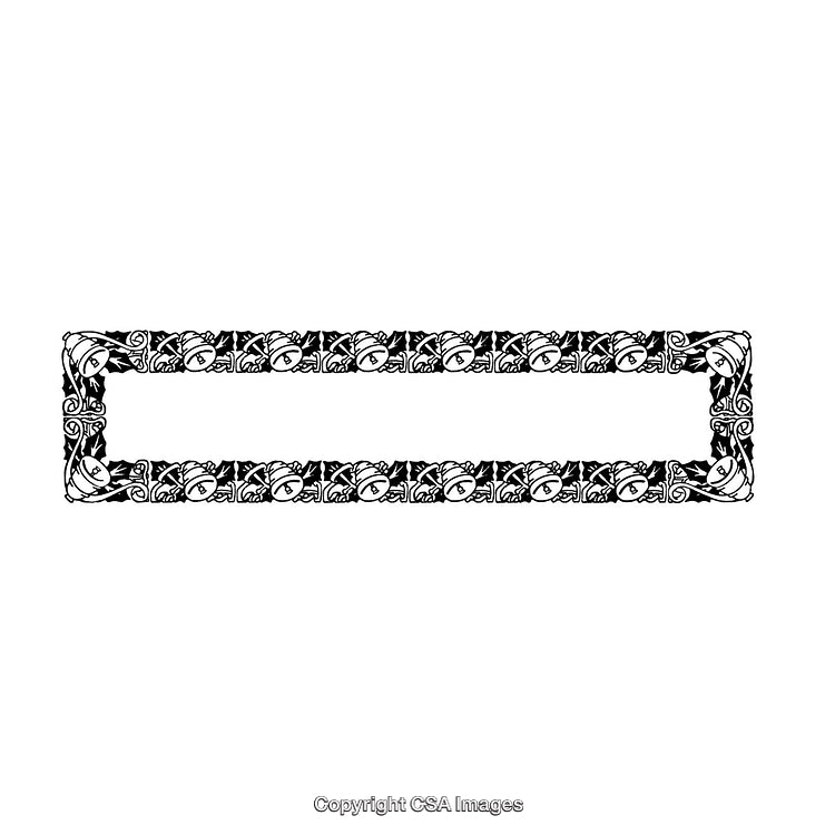 Decorative Black and White Rectangular Floral Border Design