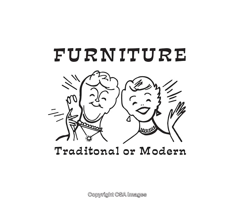 Black and White Vintage Style Furniture Advertisement Illustration