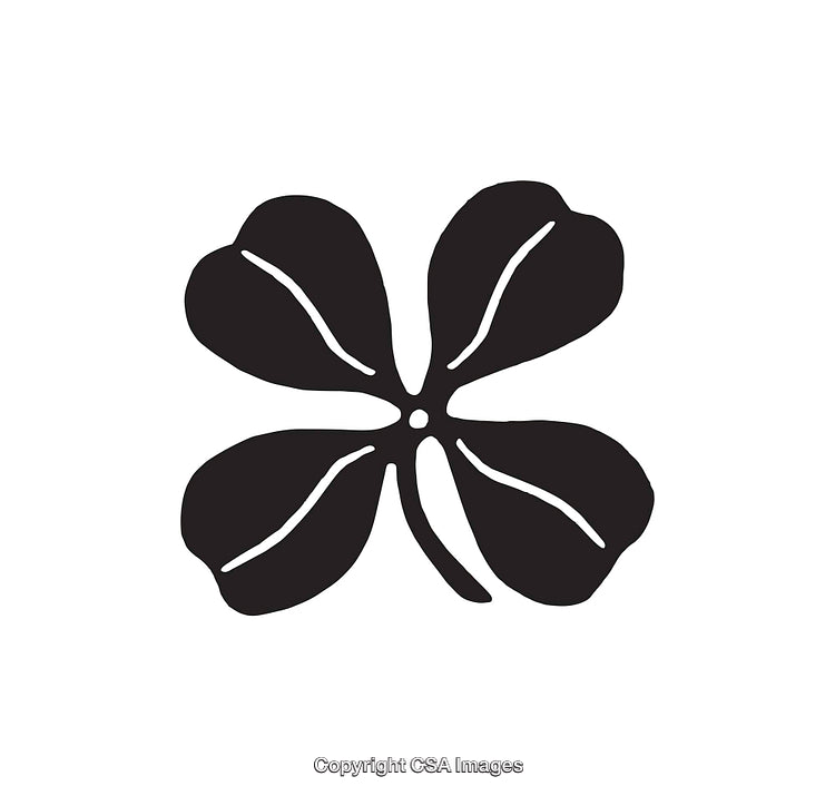 Black and White Illustration of a Four-Leaf Clover Symbol