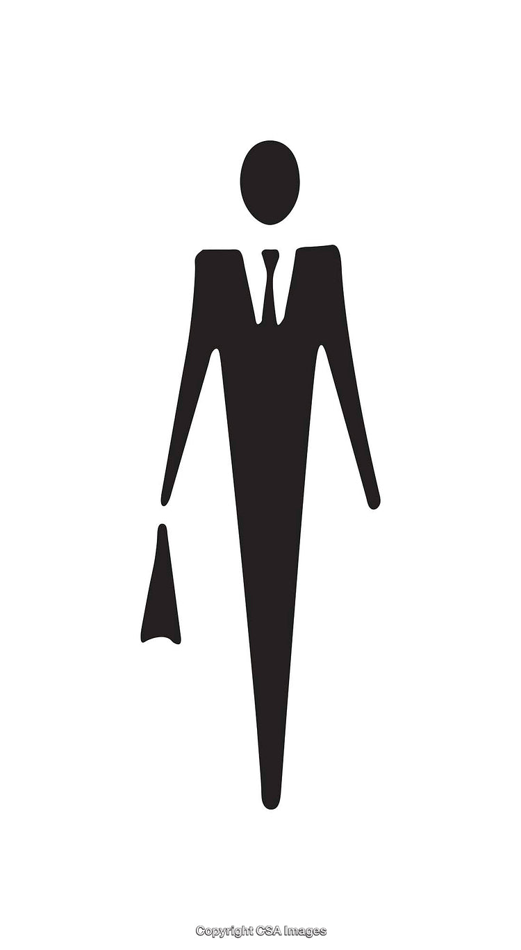 Minimalist Black and White Icon Representing a Businessman with Briefcase