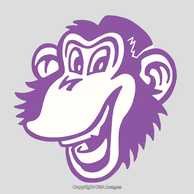Purple Monkey Line Art Illustration with Smiling Expression