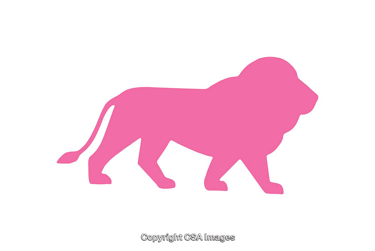 Pink Silhouette of a Lion on a White Background
