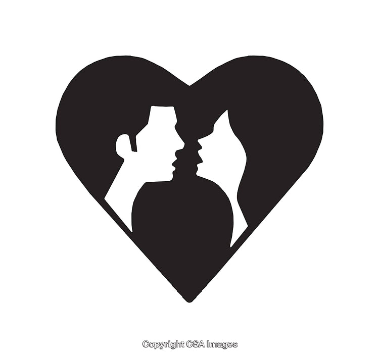 Silhouette of Couple in Heart Shape Emphasizing Love and Romance