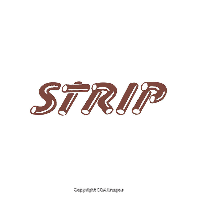 Minimalist Brown Text Design Featuring the Word 'Strip' in Unique Font