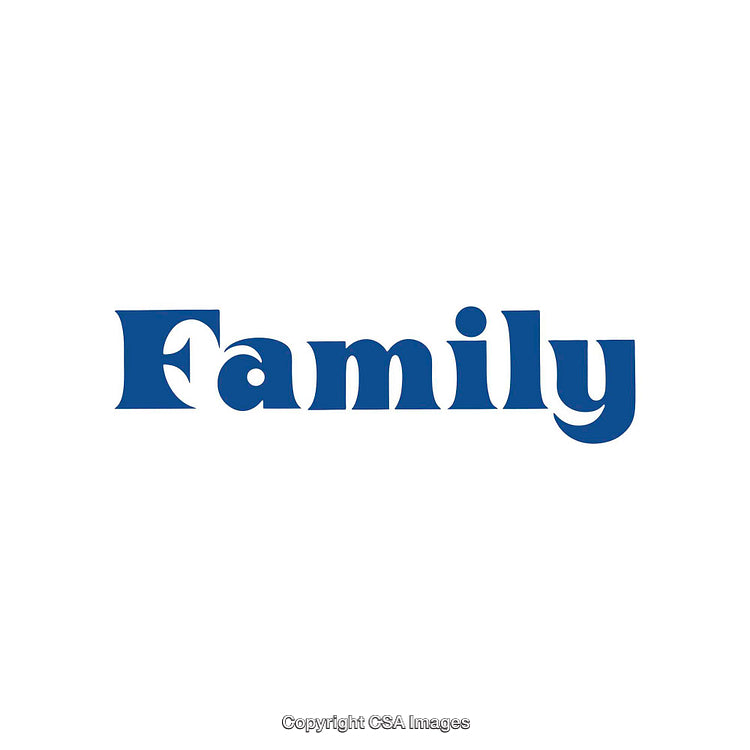 Blue Family Text on Simple White Background
