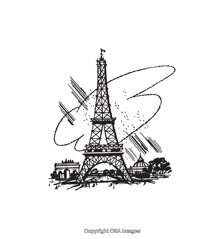 Black And White Eiffel Tower Line Art Illustration With Intricate Details