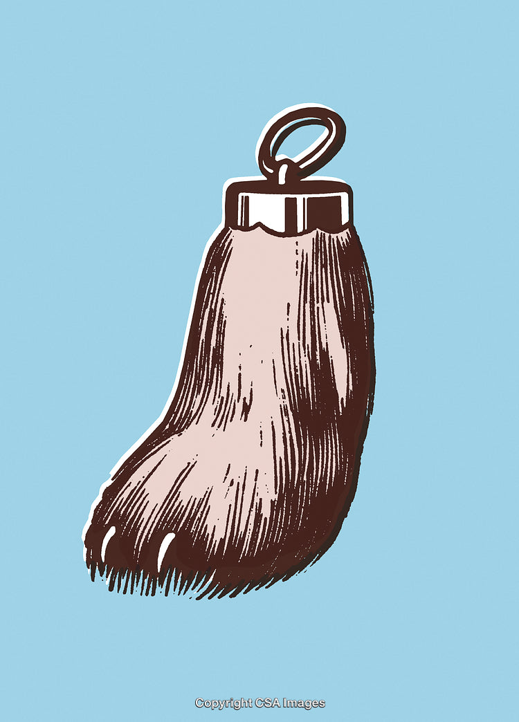 Detailed Illustration of a Decorative Animal Paw Pendant on Blue Background