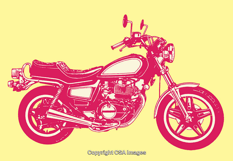 Retro Styled Motorcycle in Vibrant Color Line Art Design