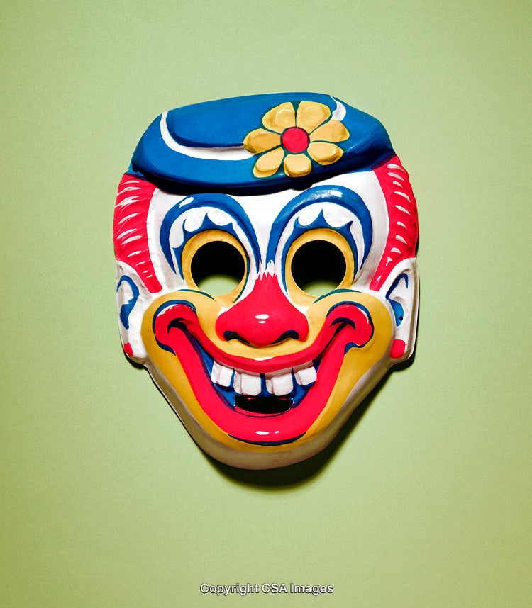Colorful Clown Mask on a Light Green Background