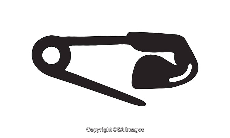 Minimalist Black and White Safety Pin Illustration for General Use