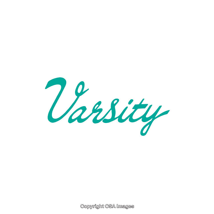 Classic Teal Varsity Typography Design on White Background