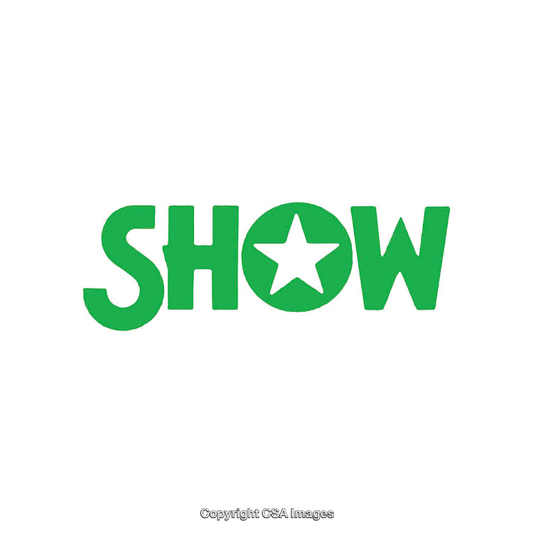 Green Text Graphic with Star Symbol Illustrating "Show" Concept