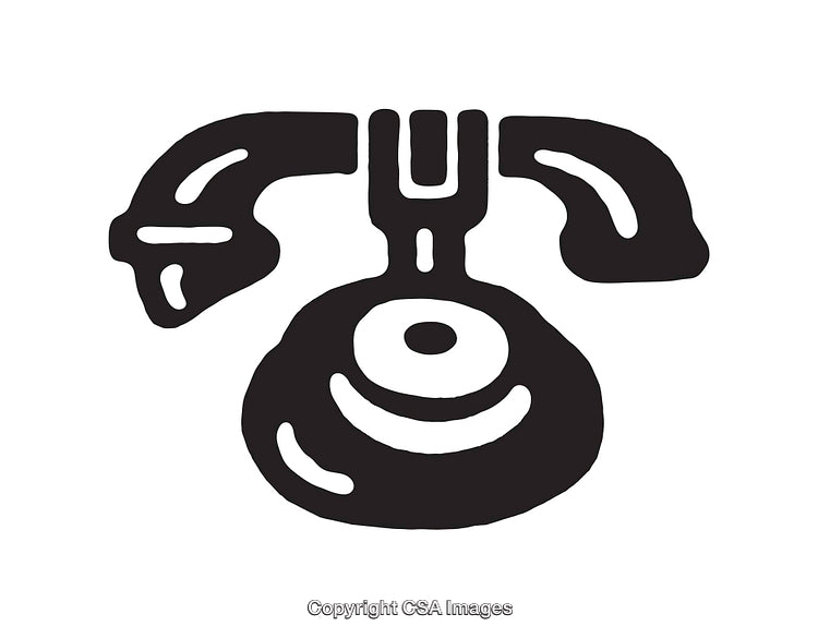 Black and White Icon of a Vintage Rotary Telephone