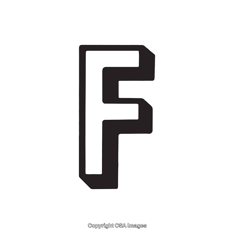 Bold Black and White Letter F Design Isolated on White