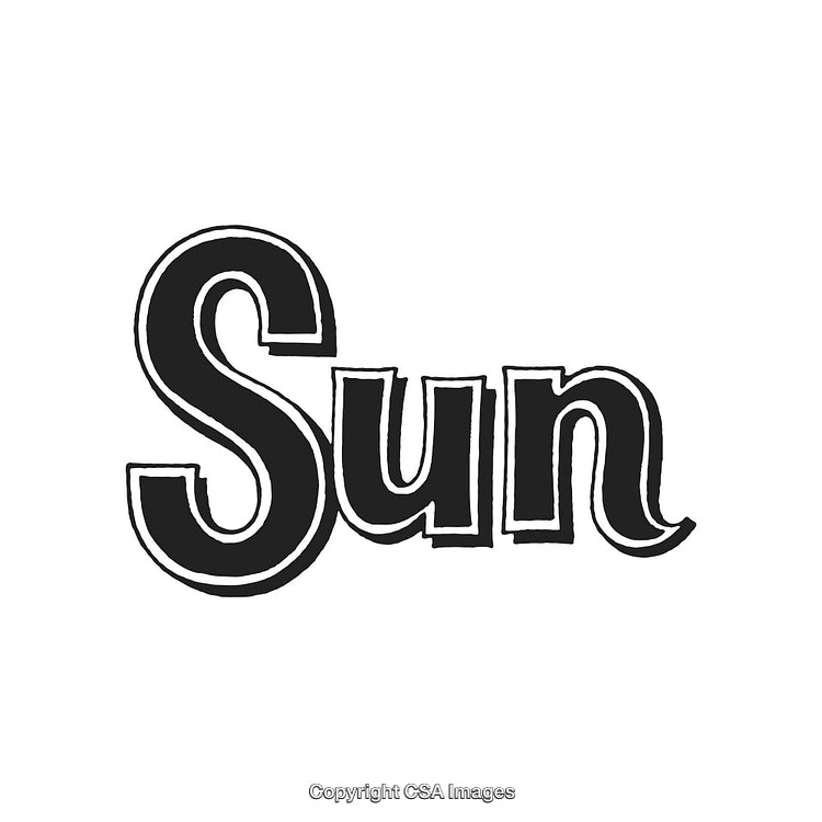 Stylized Black and White Artistic Text Design Featuring the Word Sun