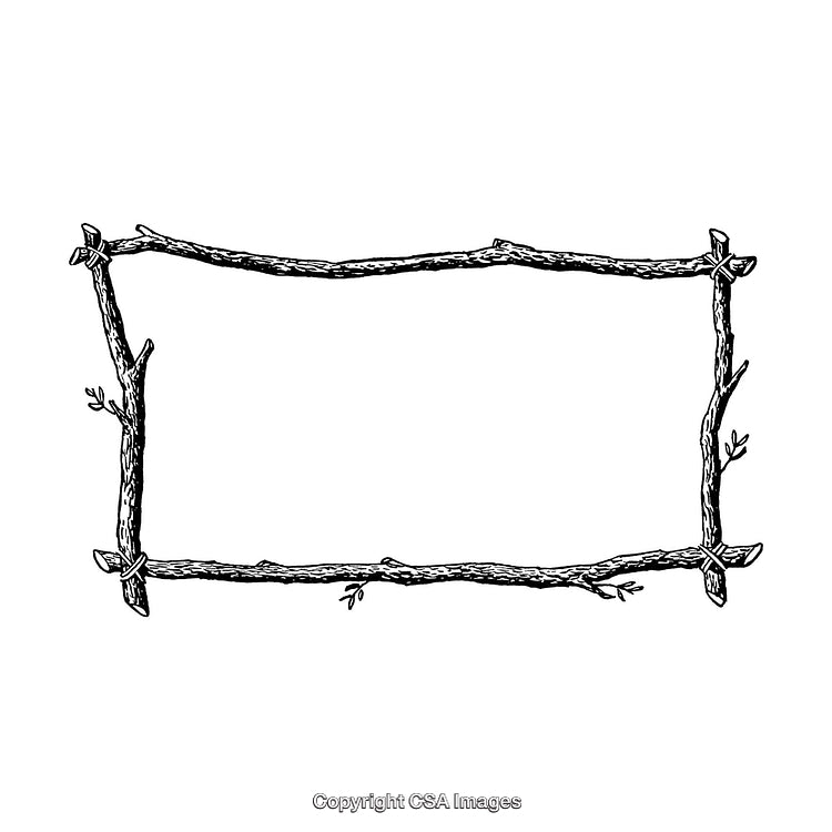 Hand-Drawn Branch Frame with Rustic Black-and-White Aesthetic