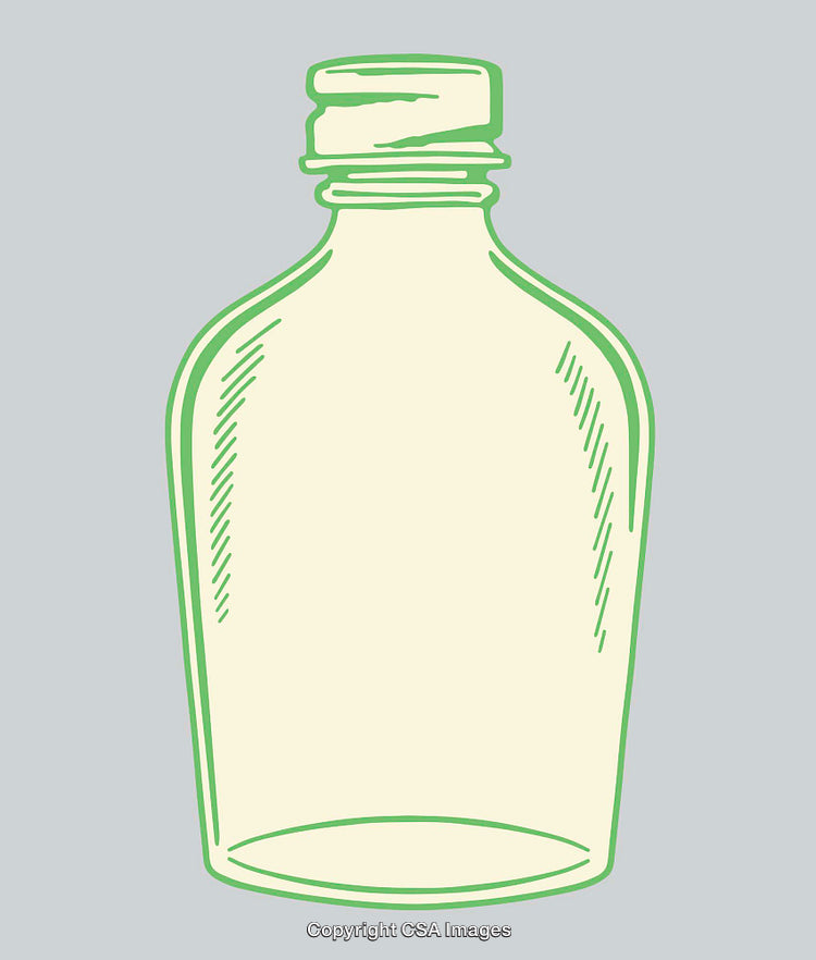 Simple Green Outline Illustration of a Glass Bottle