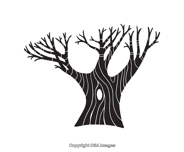 Stylized Black and White Baobab Tree Illustration