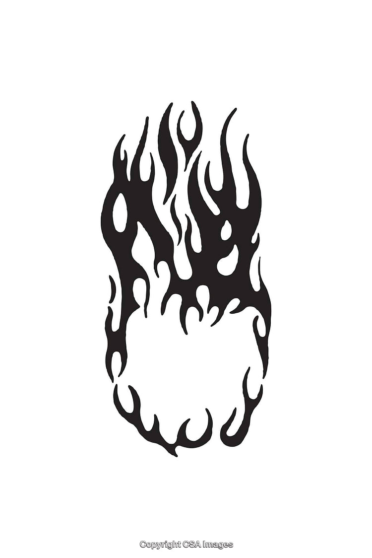 Abstract Black and White Flames Line Art Design Symbolizing Energy and Passion