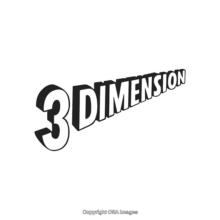 3D Dimension Text Design in Bold Monochrome Perspective Style