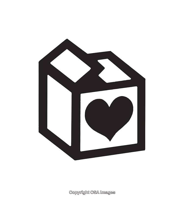 Black and White Icon of a Box with a Heart Symbol Inside