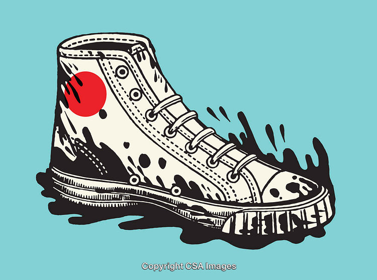 Illustration of a Shoe Splattered With Ink in Bold Artistic Design