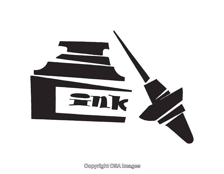 Black And White Ink Bottle And Pen Illustration Design Artwork