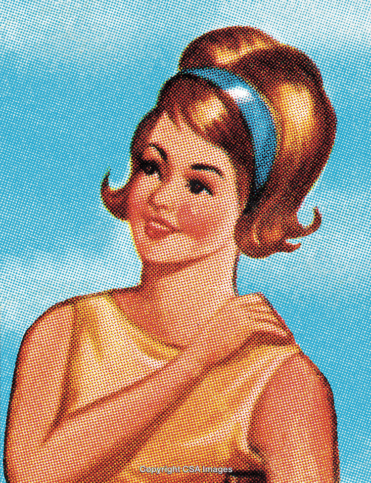 Retro Illustration of a Woman with Stylish Hair and a Blue Headband