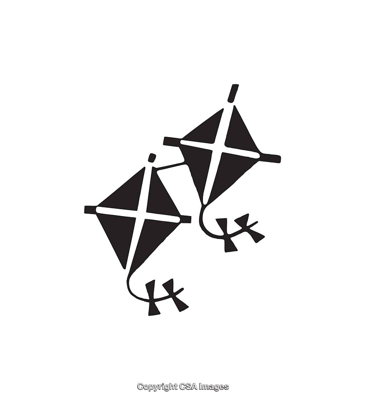 Pair of Black and White Kite Icons with Simplistic Design