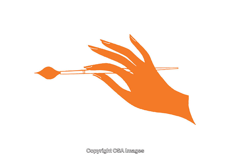 Illustration of a Hand Holding a Paintbrush with Minimalist Style