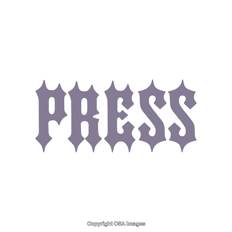 Stylized Purple Text Graphic Featuring the Word 'Press' on White Background