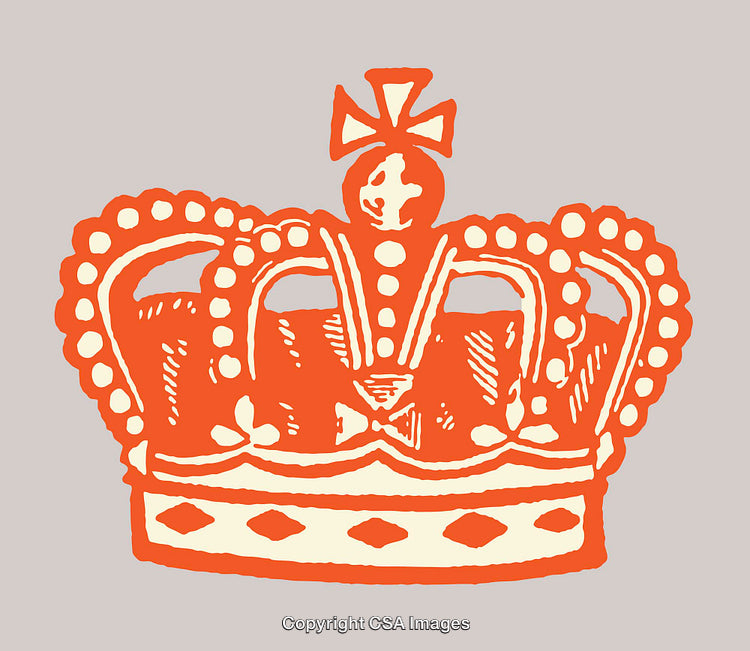 Orange Stylized Line Art Crown Illustration on Neutral Background